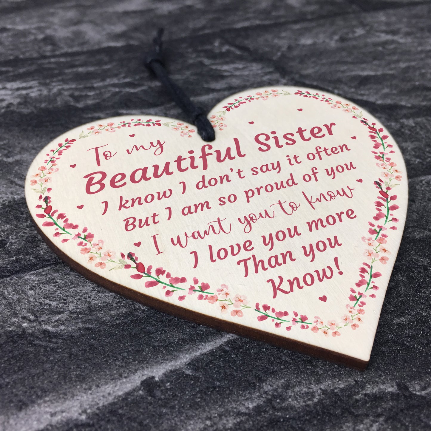 Beautiful Sister Wood Heart Special Gift For Sister Birthday