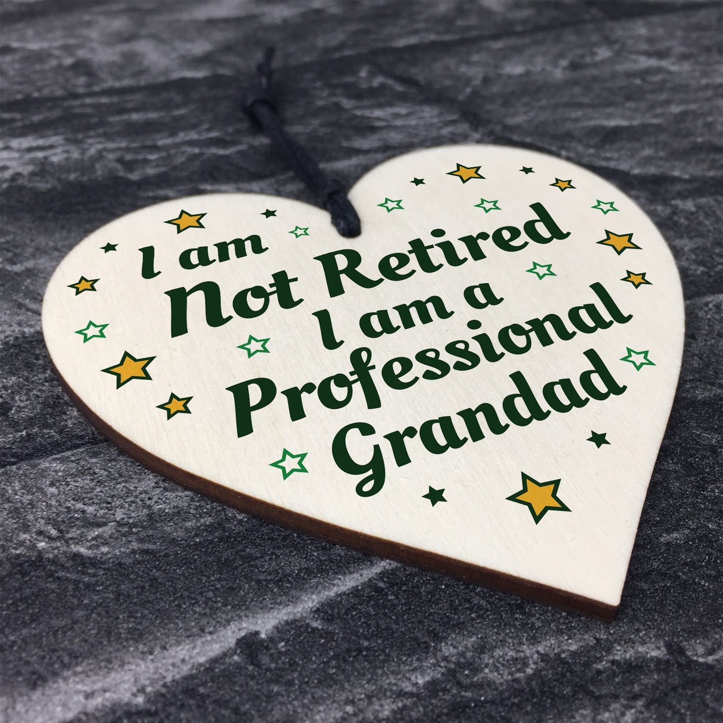 Funny Grandad Gift Wood Heart Not Retired Birthday Gift