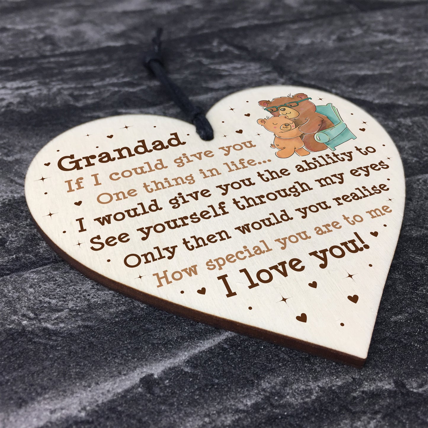 Grandad Novelty Gift From Grandchildren Wooden Heart Gift