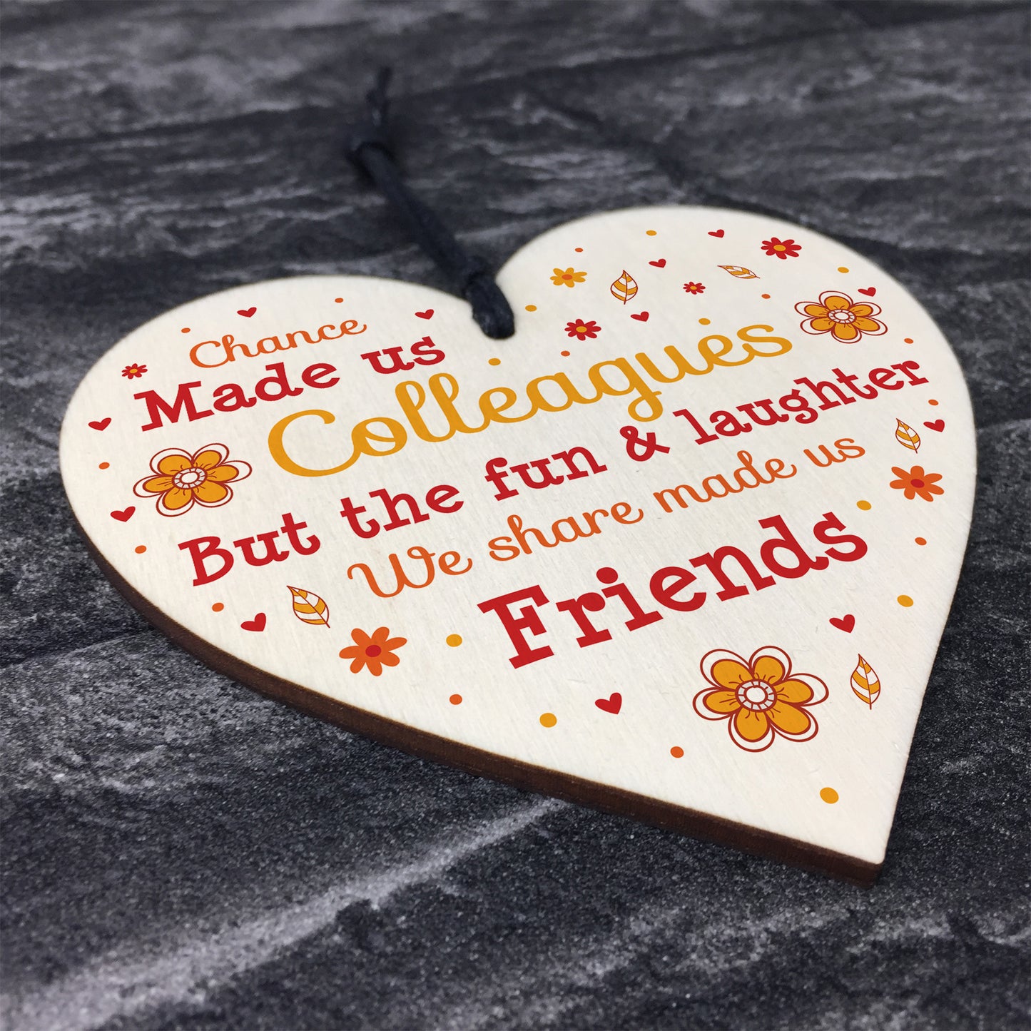Wooden Heart Chance Made Us Colleagues Friendship Gift Thank You
