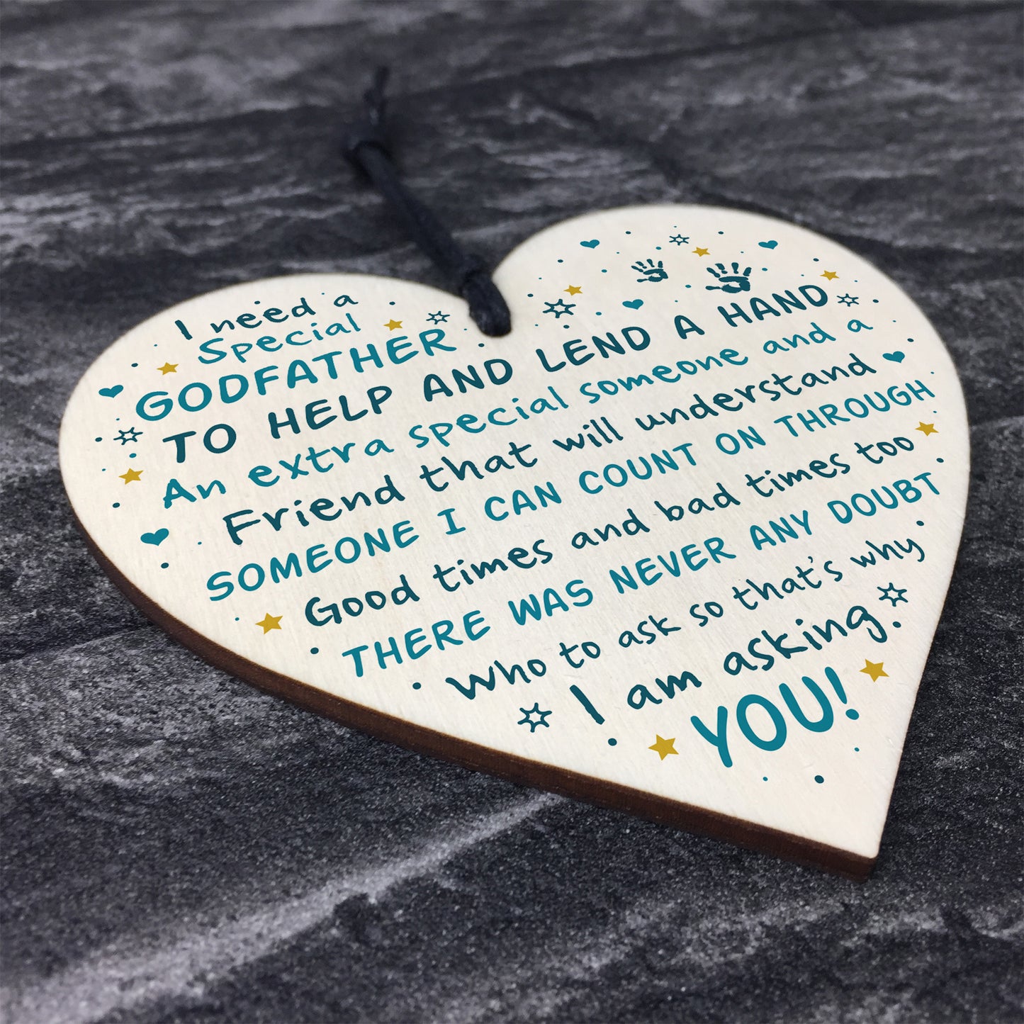 Godfather Asking Gift Wooden Heart Thank You Christening Gift